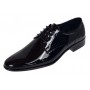 Pantofi barbati eleganti din piele naturala calapod lat Negru Lacuit GKR016NL